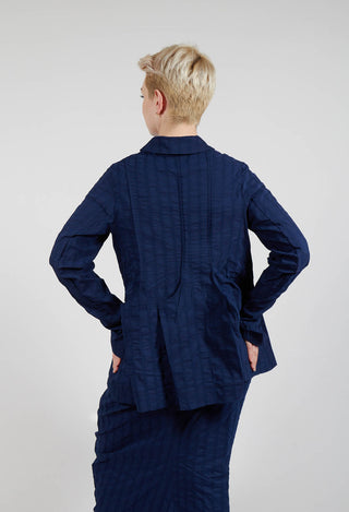 Button Through Jacket with Feature Pleats in Navy