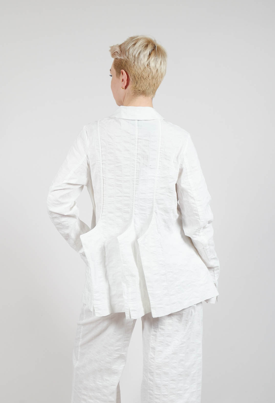 Button Through Jacket with Feature Pleats in Offwhite