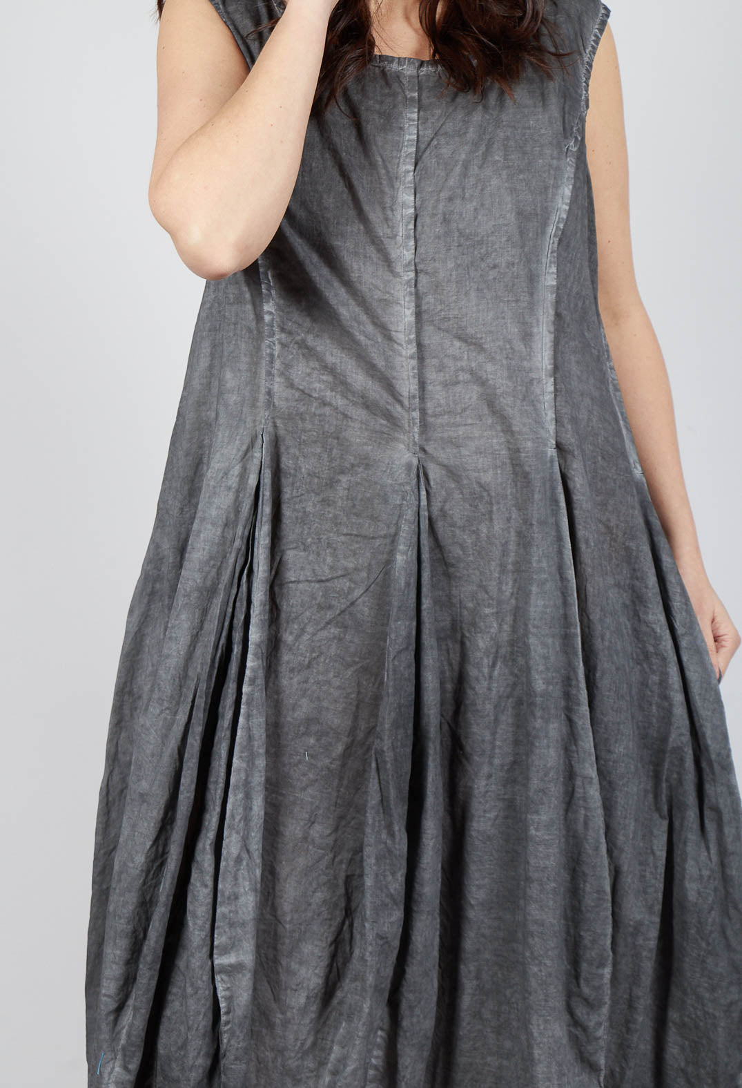 Sleeveless Dress with Tulip Hem in Black Cloud