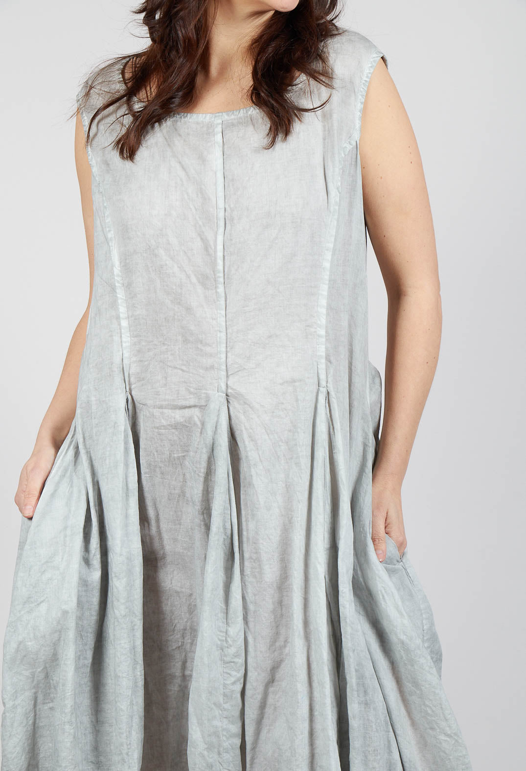 Sleeveless Dress with Tulip Hem in Grey Cloud