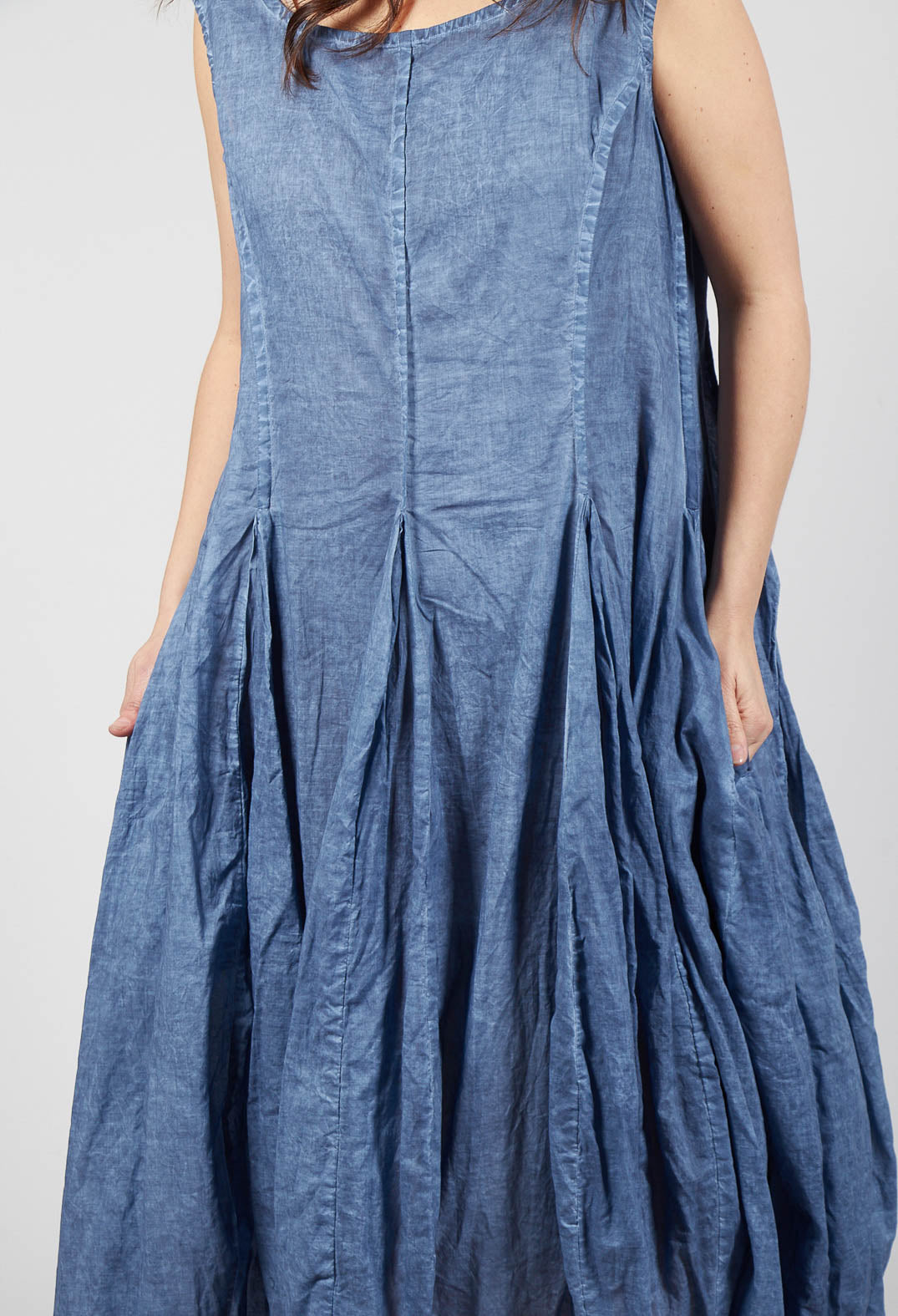 Sleeveless Dress with Tulip Hem in Navy Cloud