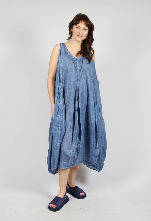 Sleeveless Dress with Balloon Hem in Navy Cloud