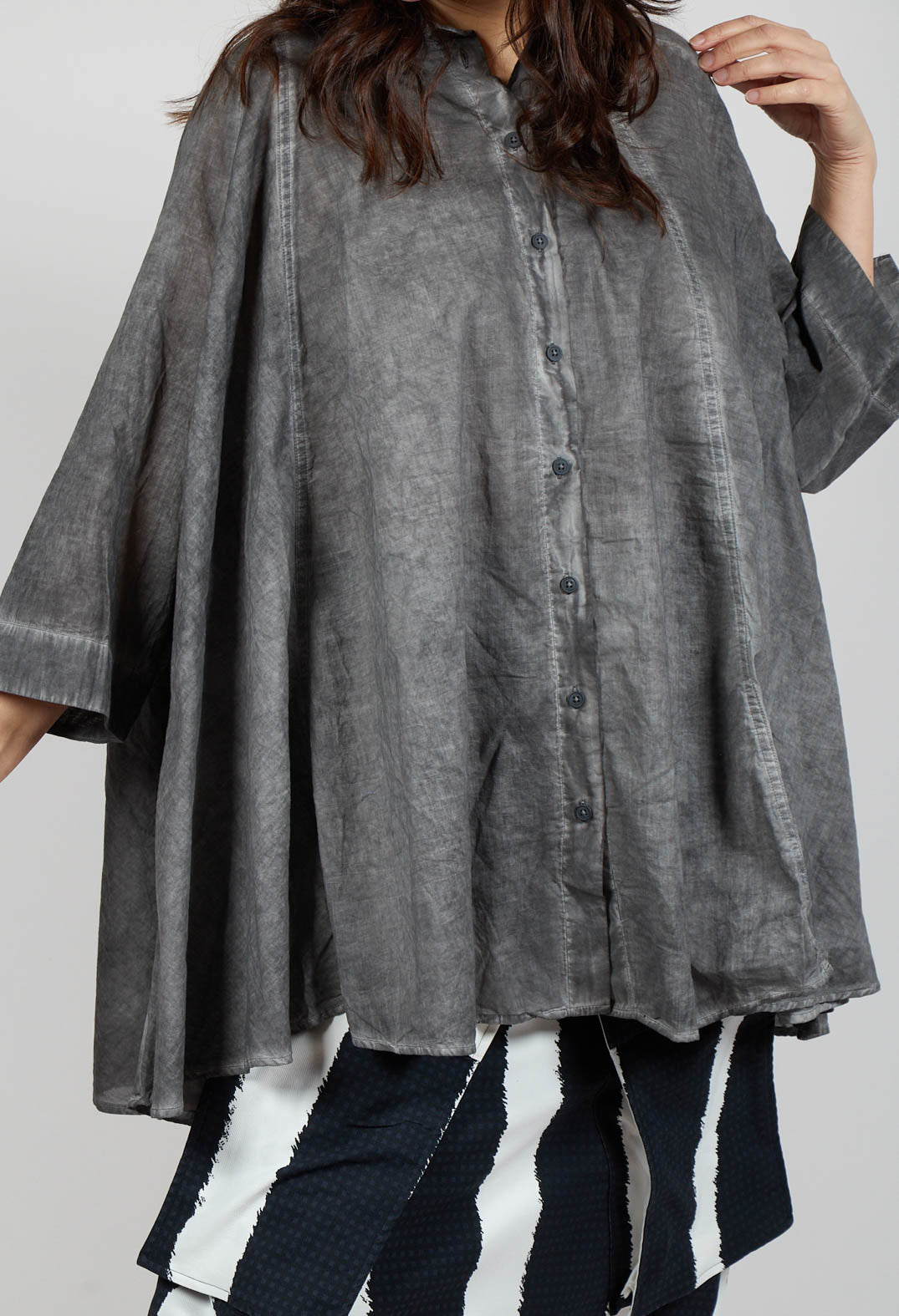 Flared Hem Blouse in Black Cloud