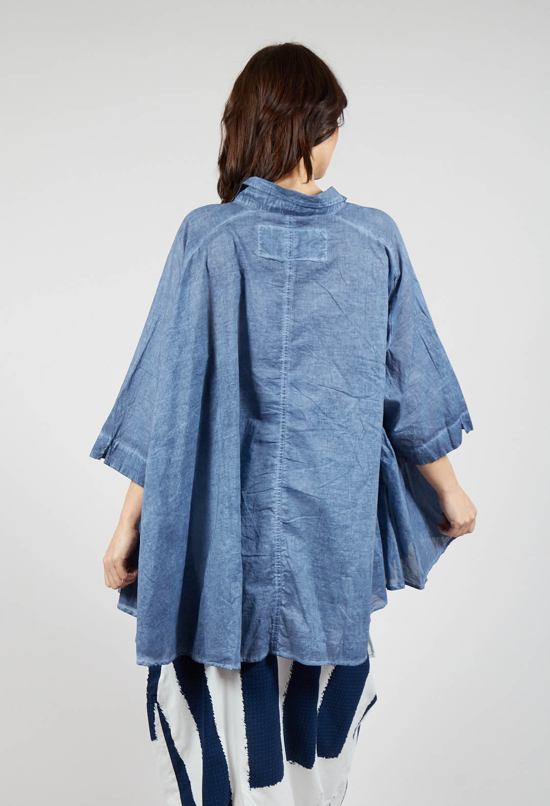 Flared Hem Blouse in Navy Cloud