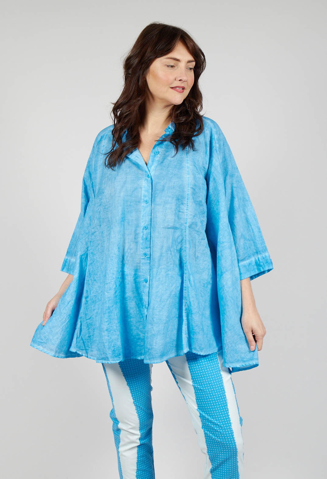 Flared Hem Blouse in Malibu Cloud