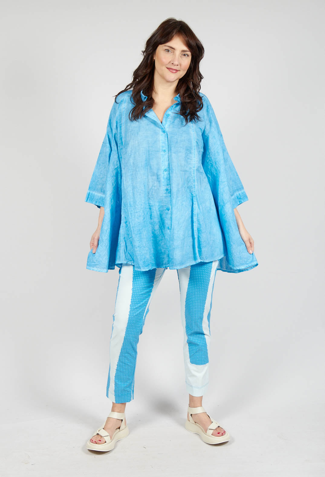 Flared Hem Blouse in Malibu Cloud