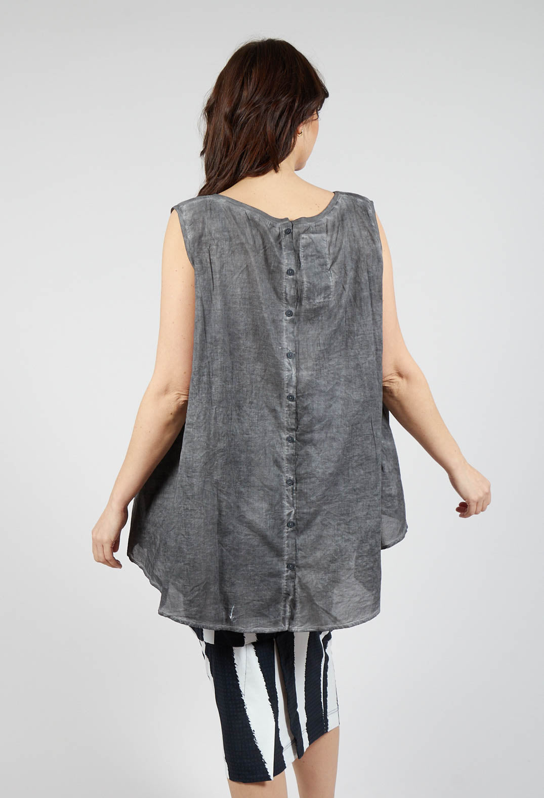 A-Line Sleeveless Top in Black Cloud