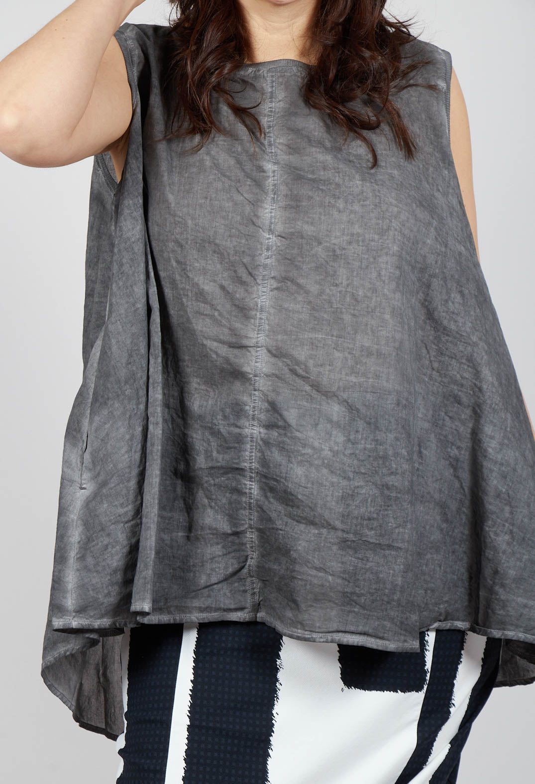 A-Line Sleeveless Top in Black Cloud