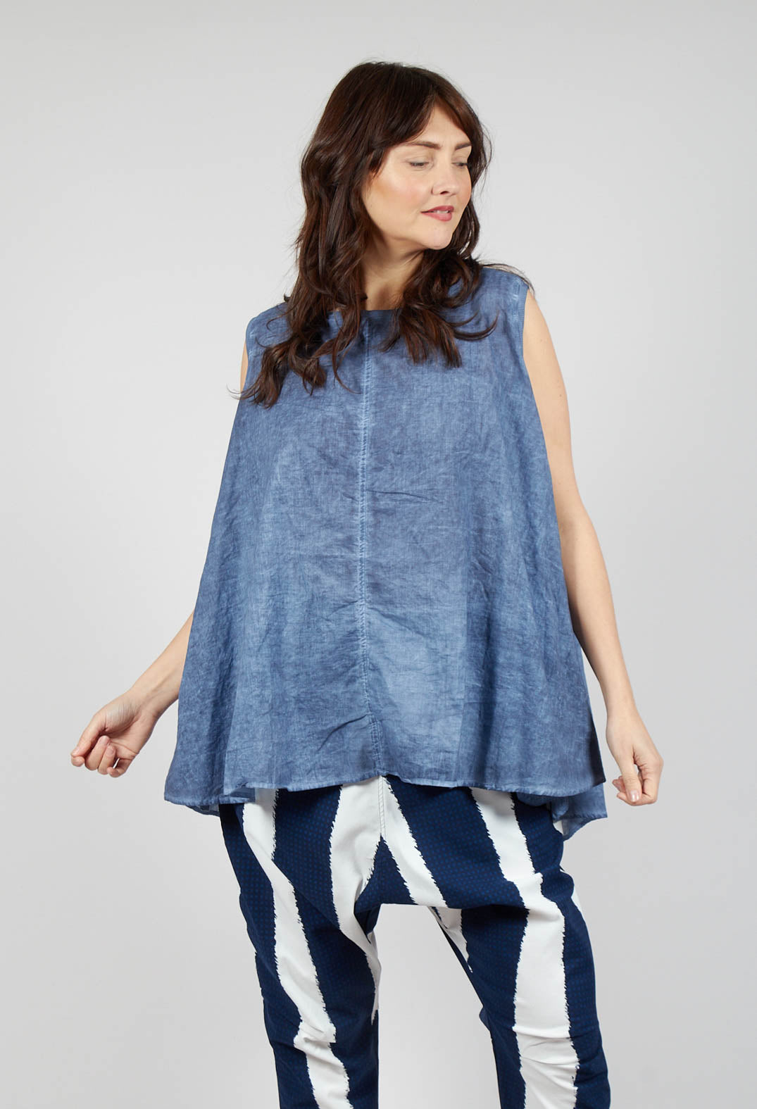 A-Line Sleeveless Top in Navy Cloud