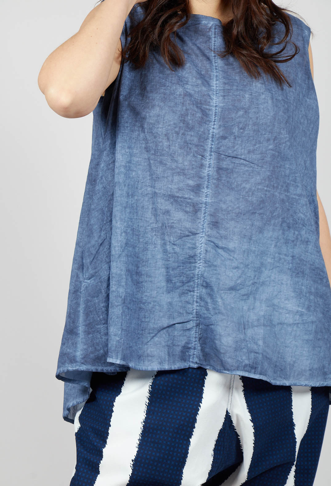 A-Line Sleeveless Top in Navy Cloud