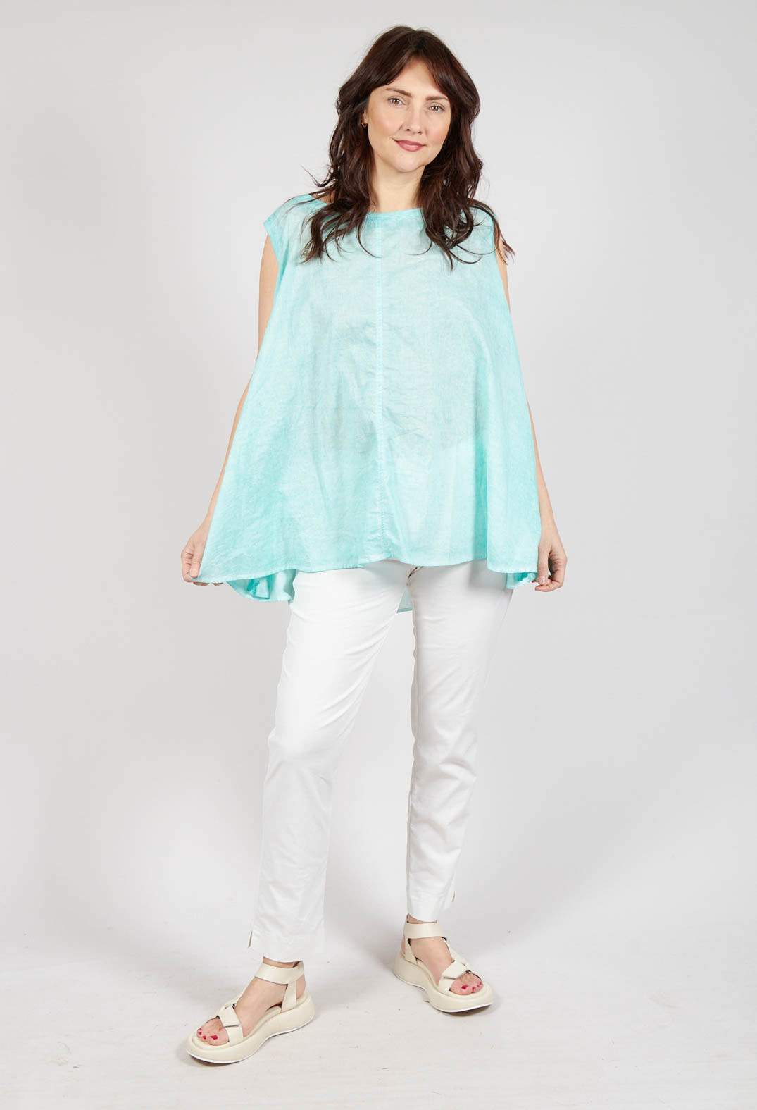 A-Line Sleeveless Top in Aqua Cloud