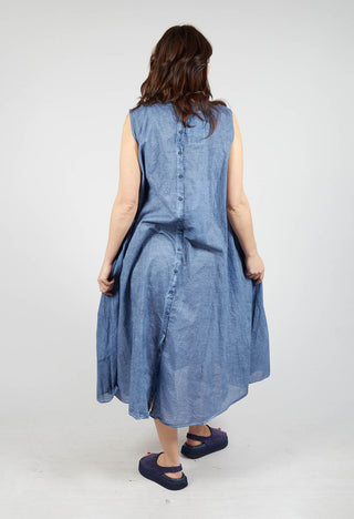 A-Line Sleeveless Dress in Navy Cloud