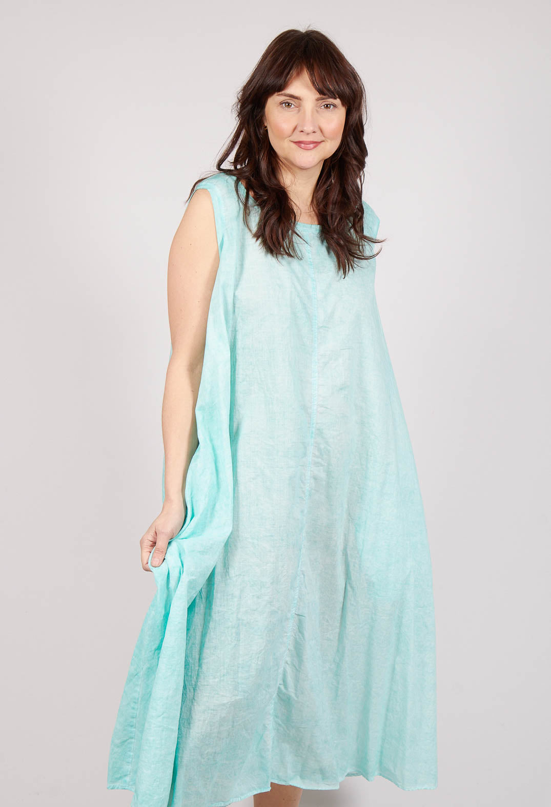 A-Line Sleeveless Dress in Aqua Cloud