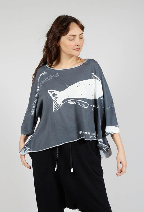 Short Pullover in Black Print