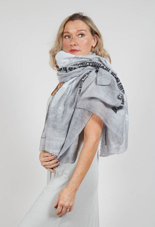 Lightweight Scarf with Motif in Grey Print