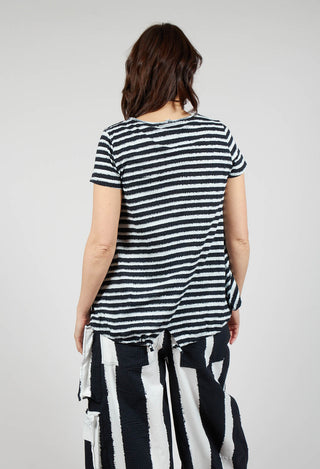 T-Shirt with Drawstring Hem in Black Print