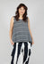 Vest Top with Drawstring Hem in Black Print