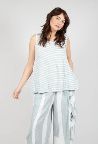 Vest Top with Drawstring Hem in Grey Print