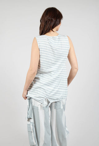 Vest Top with Drawstring Hem in Grey Print