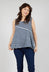 Vest Top with Drawstring Hem in Navy Print