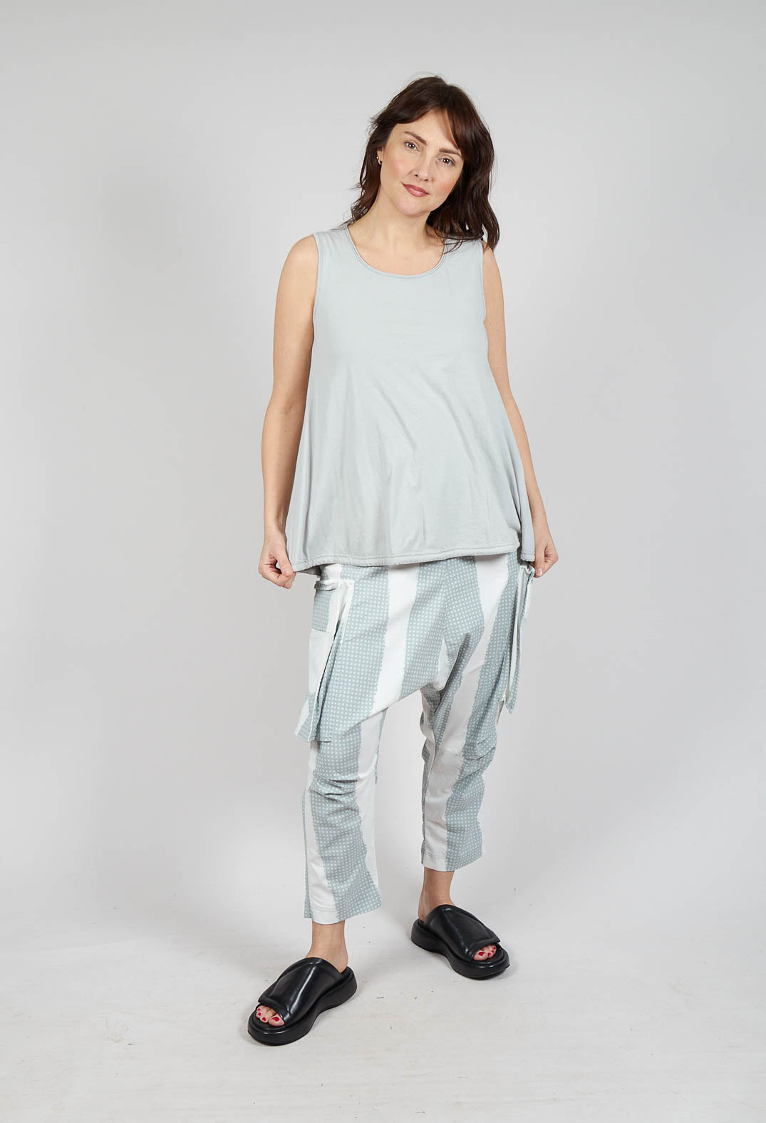 Vest Top with Drawstring Hem in Grey