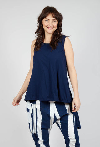 Vest Top with Drawstring Hem in Navy