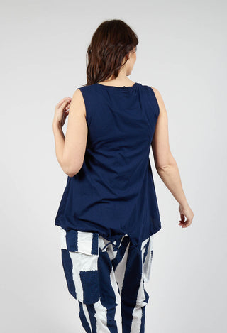 Vest Top with Drawstring Hem in Navy