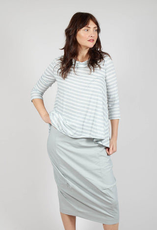 Jersey Top with Drawstring Hem in Grey Print