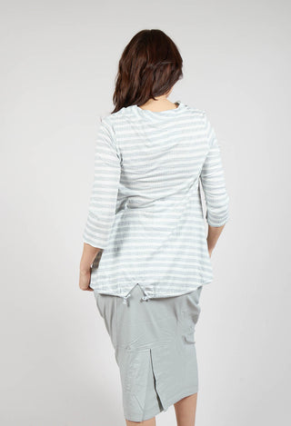 Jersey Top with Drawstring Hem in Grey Print