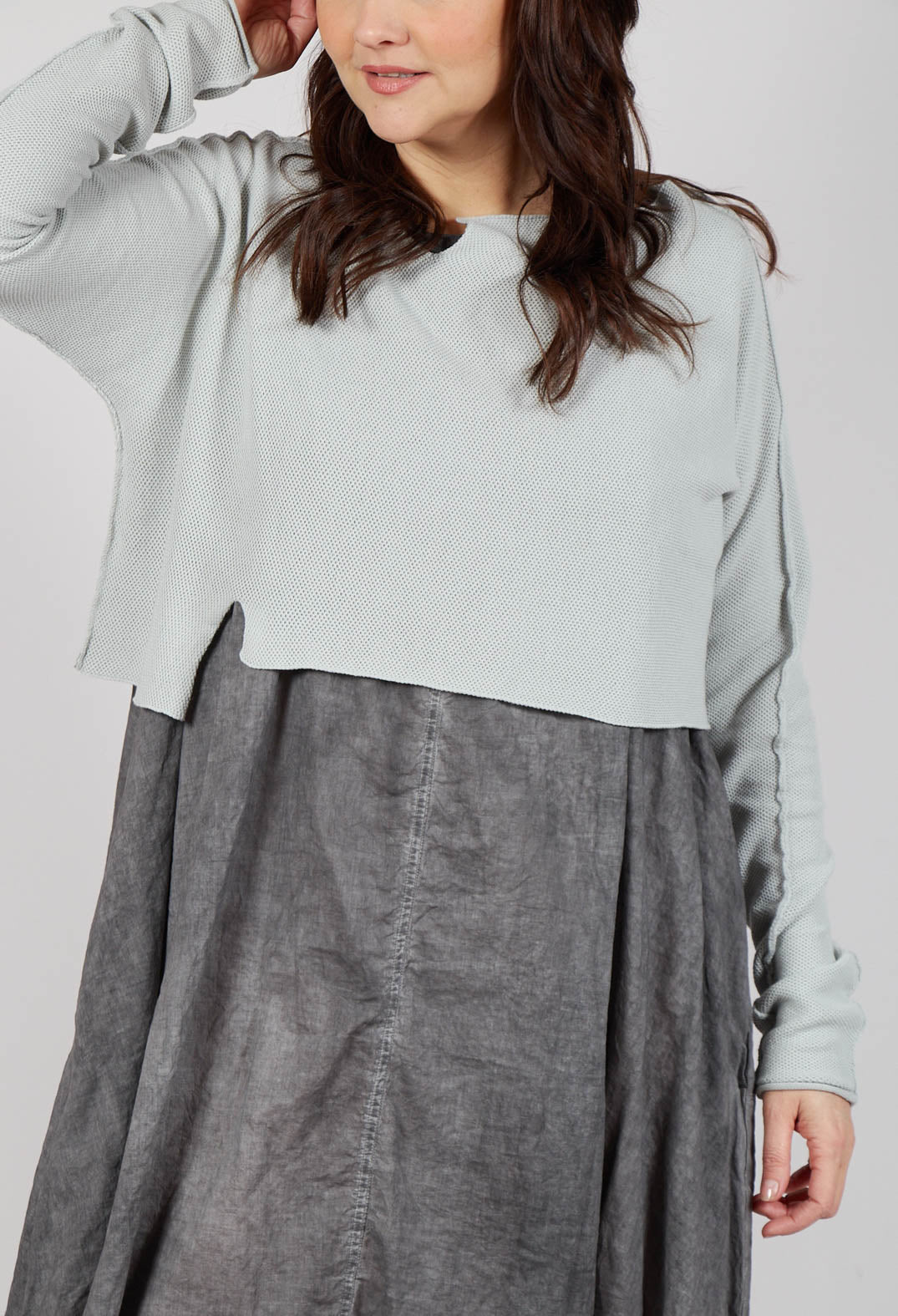 Asymmetric Cropped Pullover in Grey