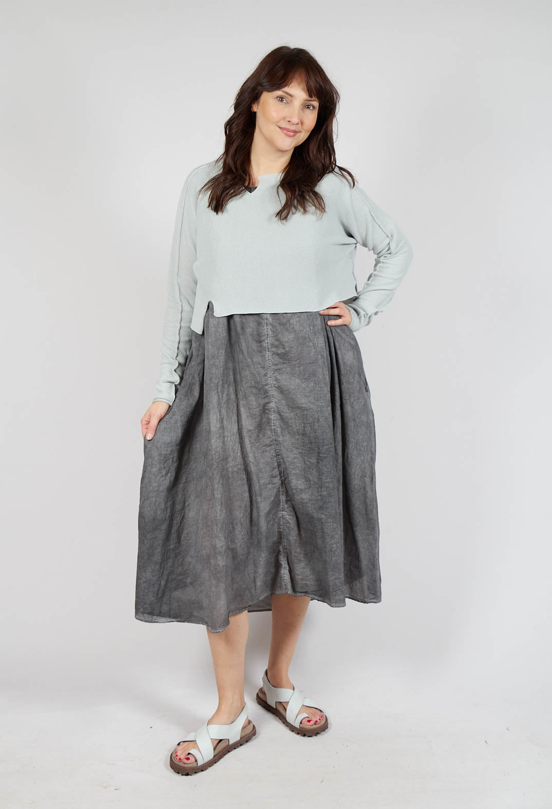 Asymmetric Cropped Pullover in Grey