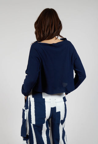 Asymmetric Cropped Pullover in Navy