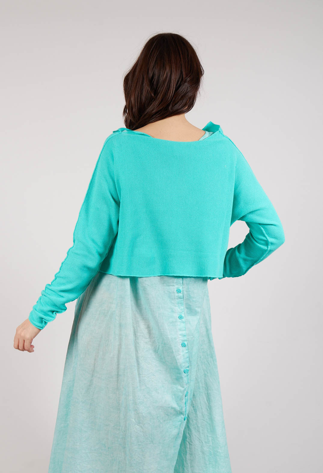 Asymmetric Cropped Pullover in Aqua