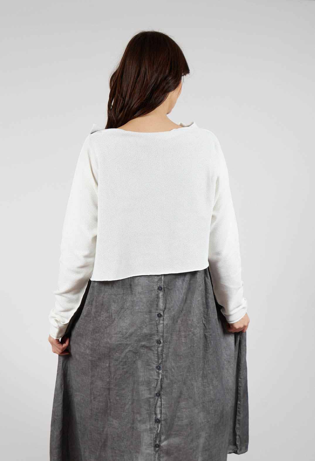 Asymmetric Cropped Pullover in Offwhite