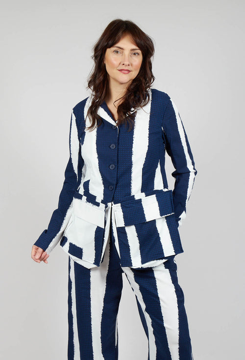 Jacket with Feature Pockets in Navy Print