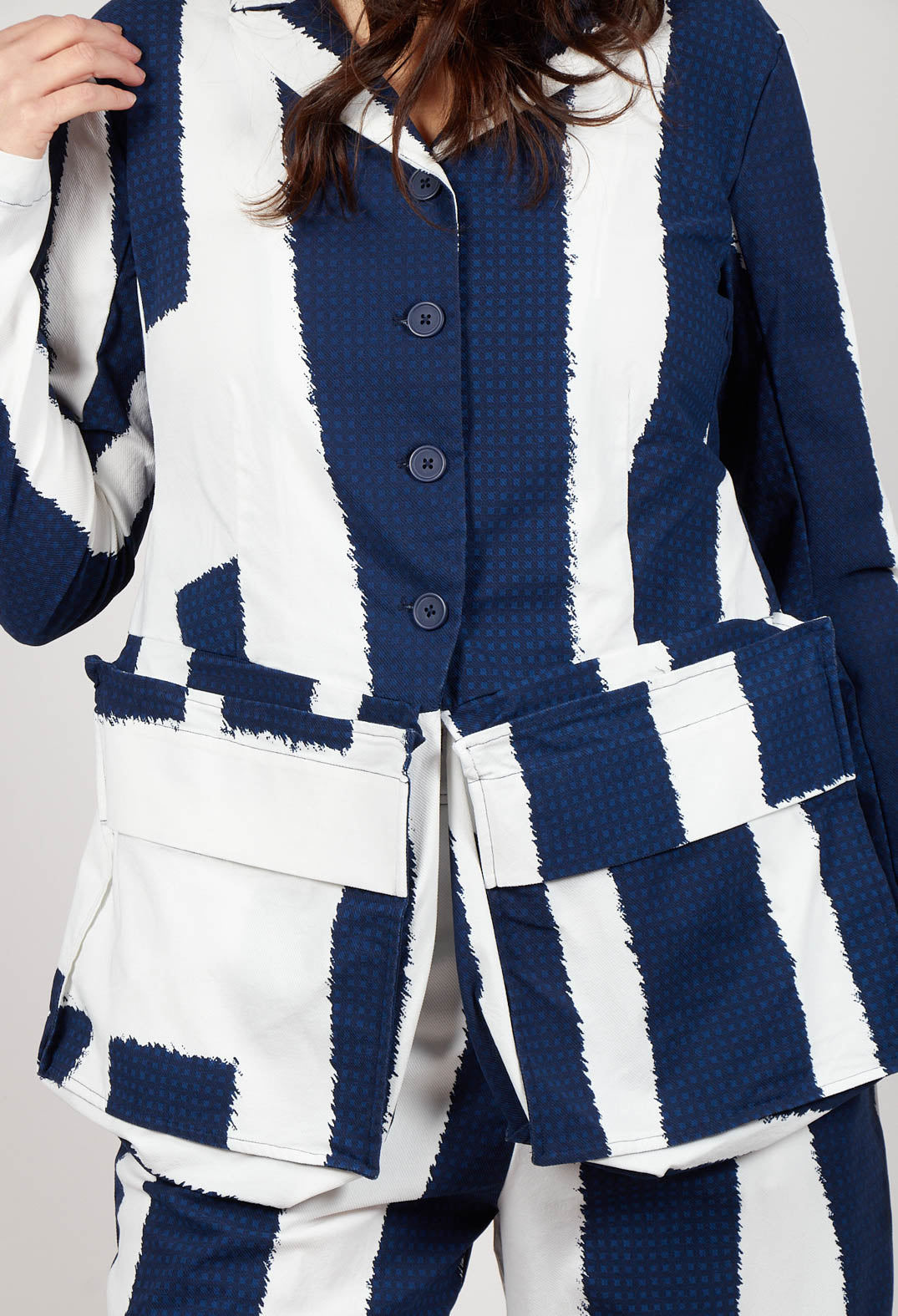 Jacket with Feature Pockets in Navy Print