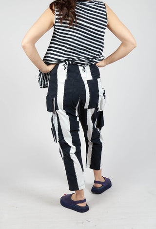 Drop Crotch Trousers with Feature Pockets in Black Print