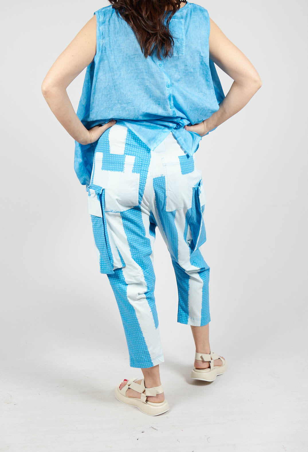 Drop Crotch Trousers with Feature Pockets in Malibu Print