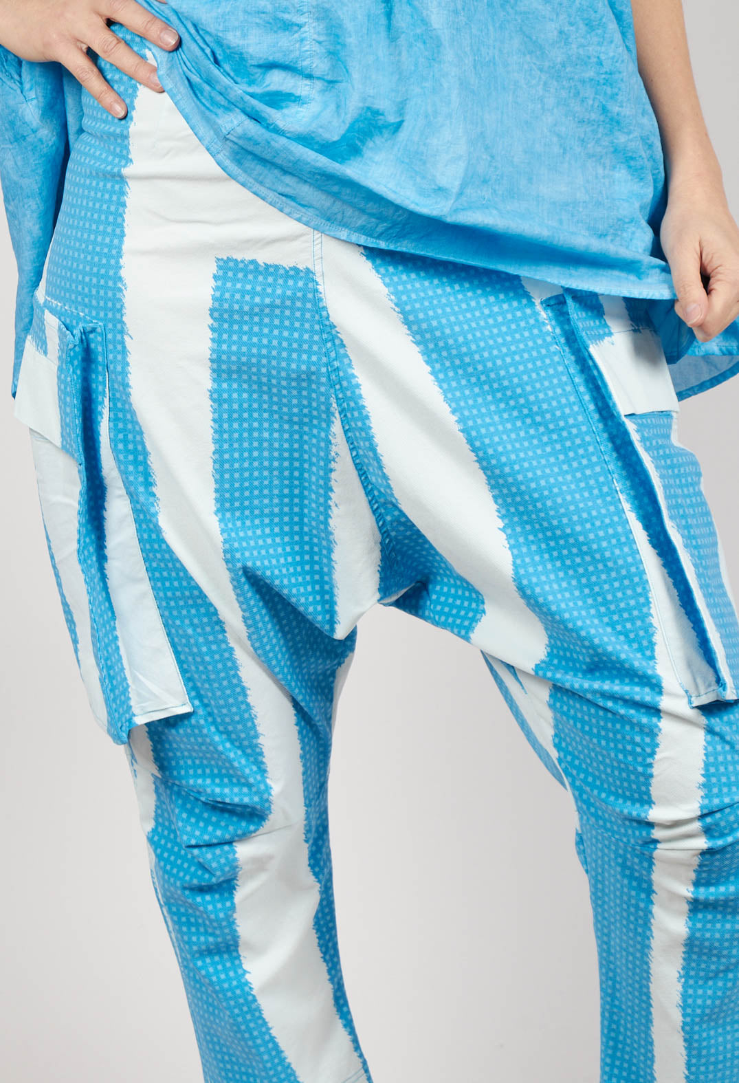 Drop Crotch Trousers with Feature Pockets in Malibu Print