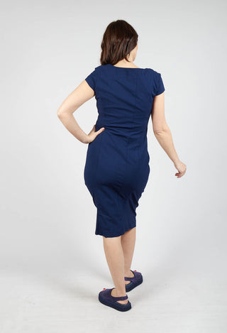 Fitted Dress with Cap Sleeves in Navy