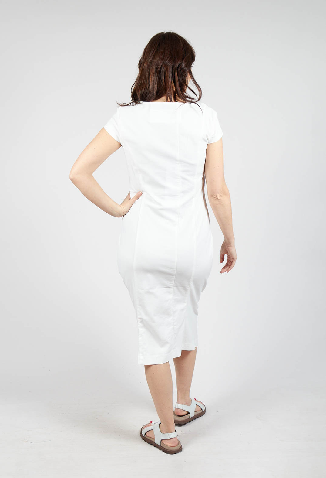 Fitted Dress with Cap Sleeves in Offwhite