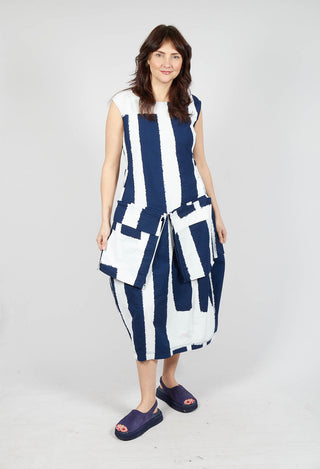 Tulip Dress with Feature Pockets in Navy Print