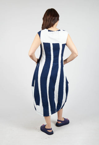 Tulip Dress with Feature Pockets in Navy Print