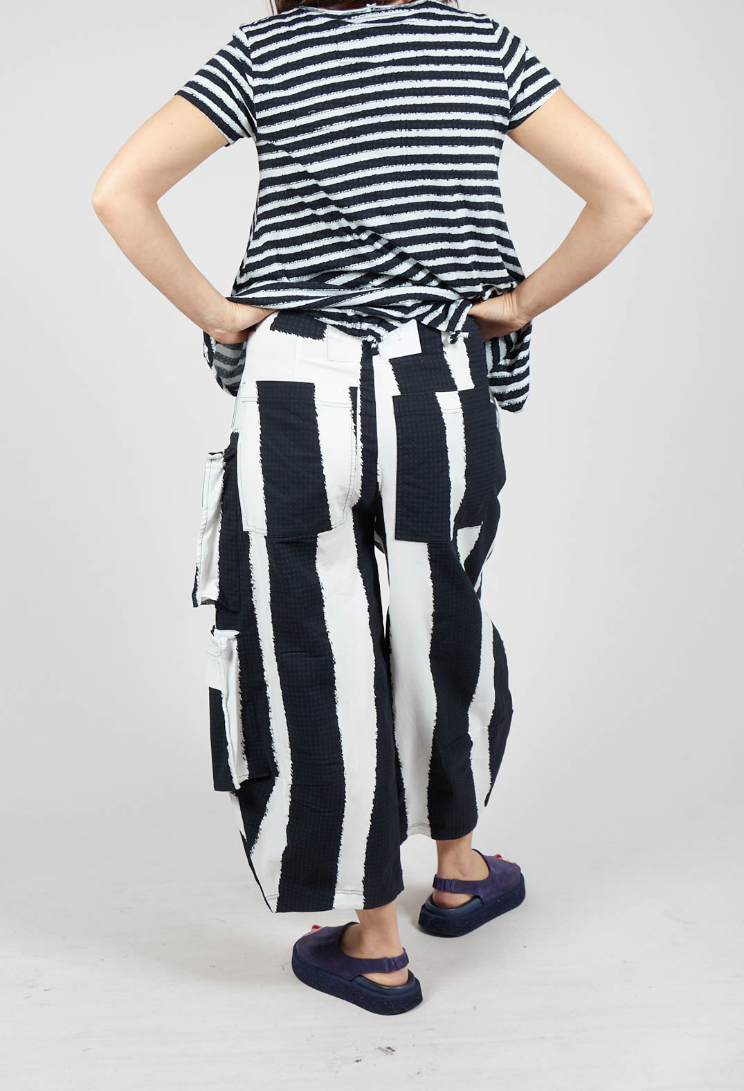 Balloon Trousers with Feature Pockets in Black Print