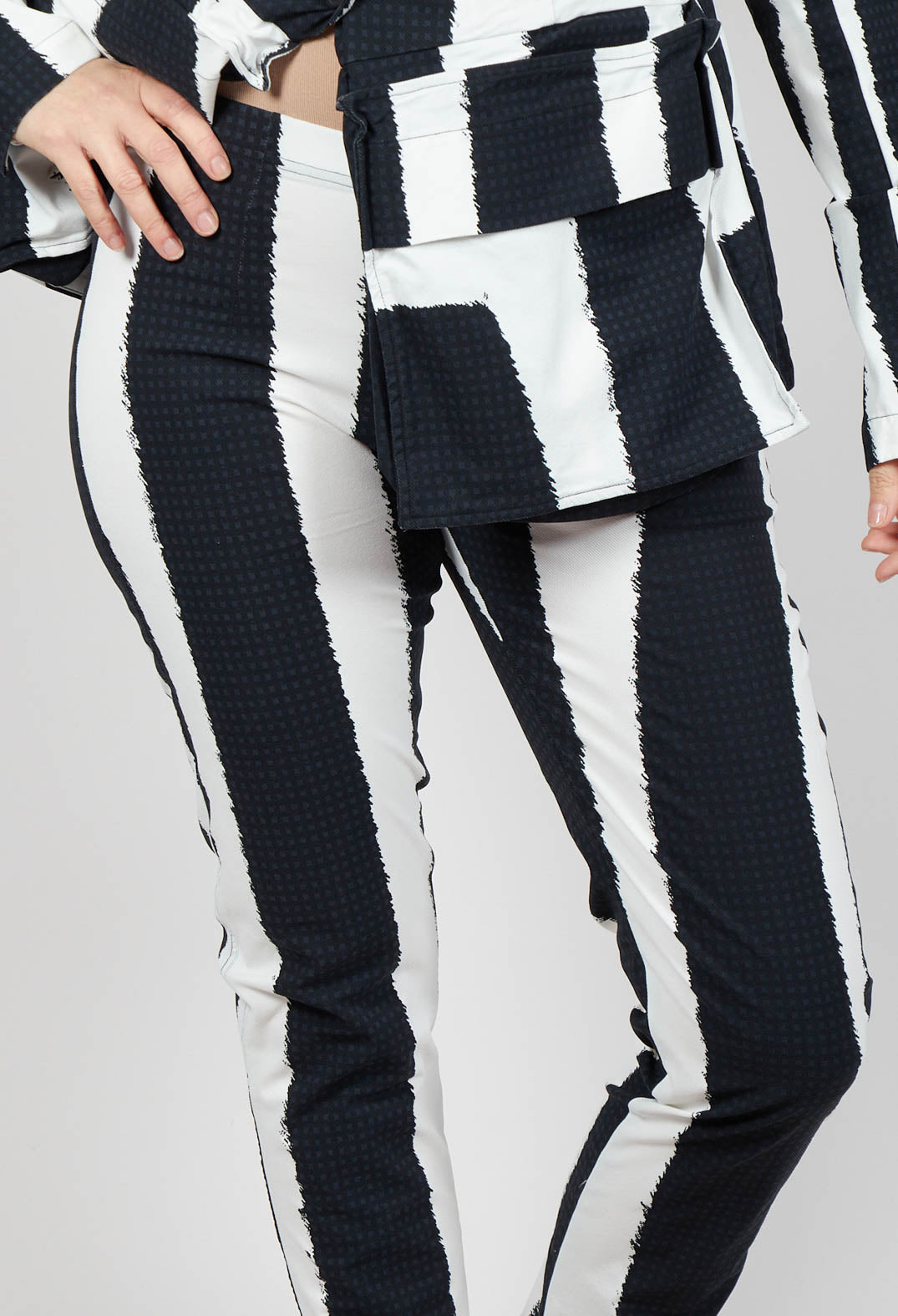 Slim Leg Pull On Trousers in Black Print