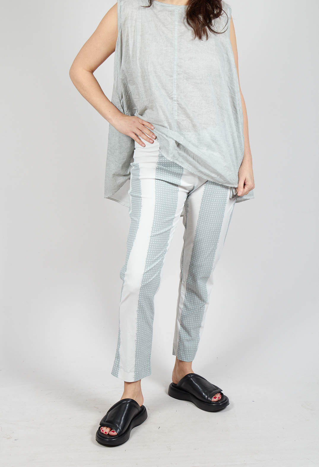 Slim Leg Pull On Trousers in Grey Print