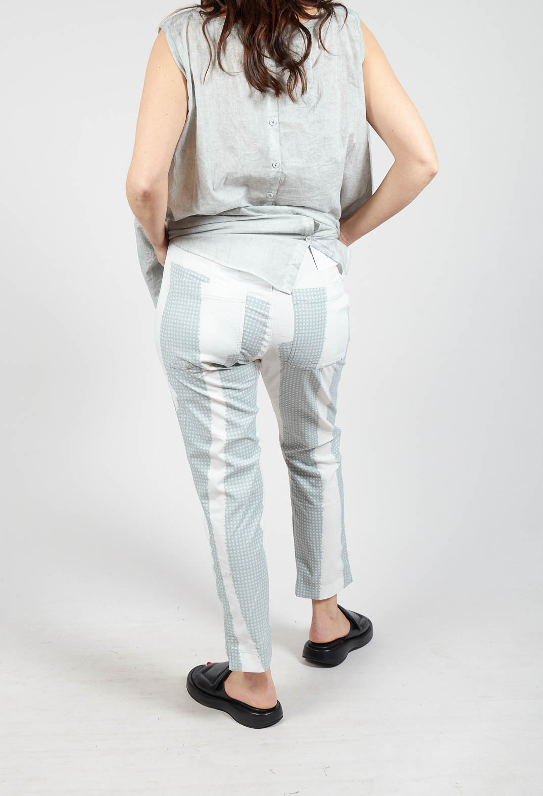 Slim Leg Pull On Trousers in Grey Print