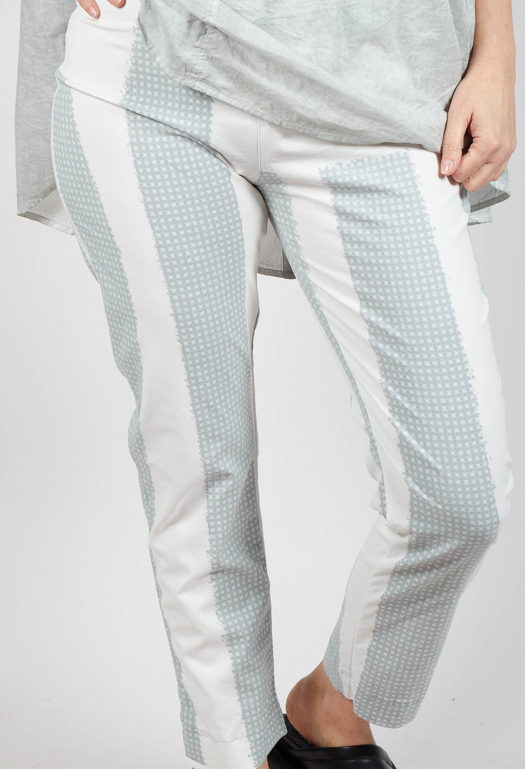 Slim Leg Pull On Trousers in Grey Print