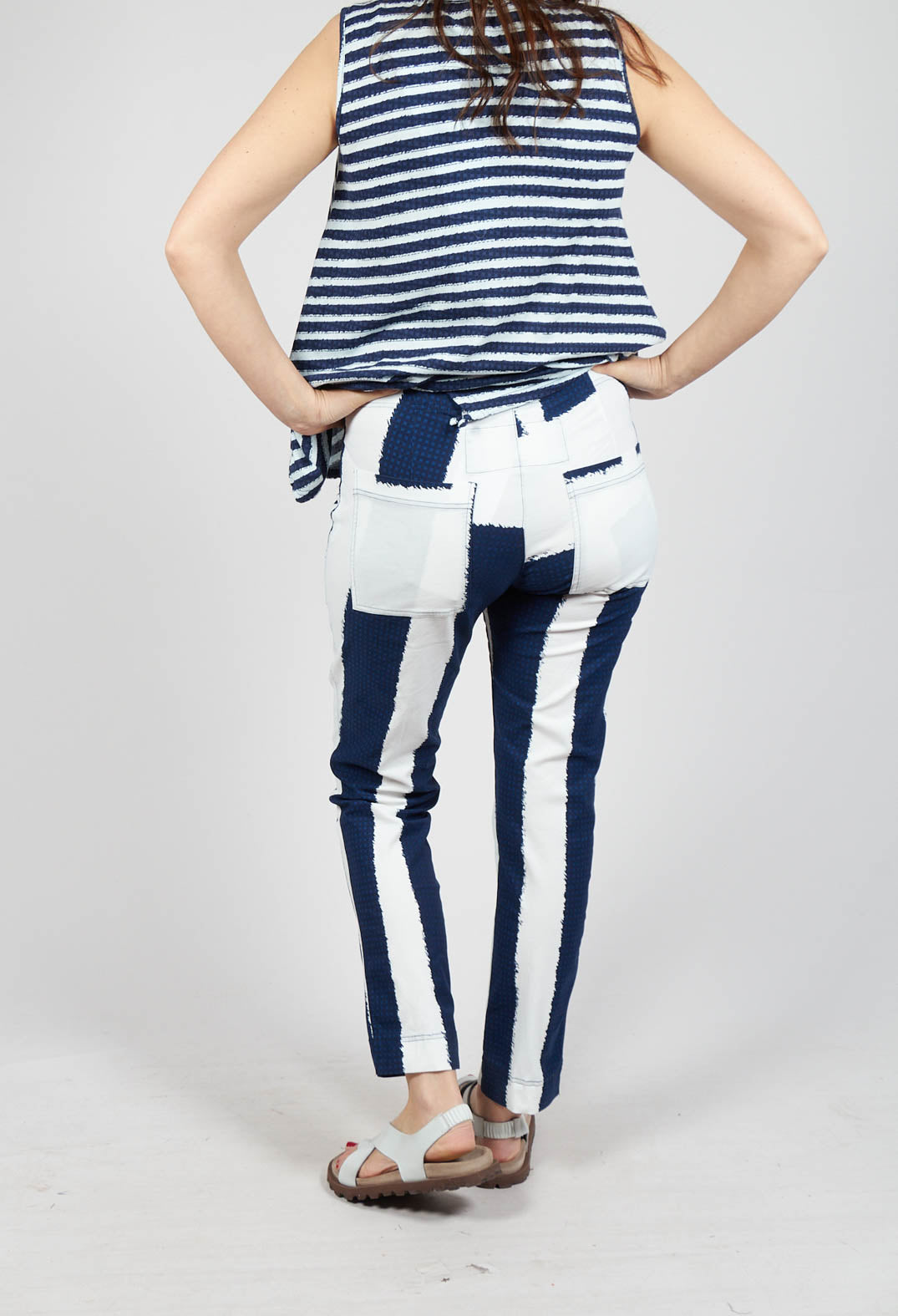 Slim Leg Pull On Trousers in Navy Print