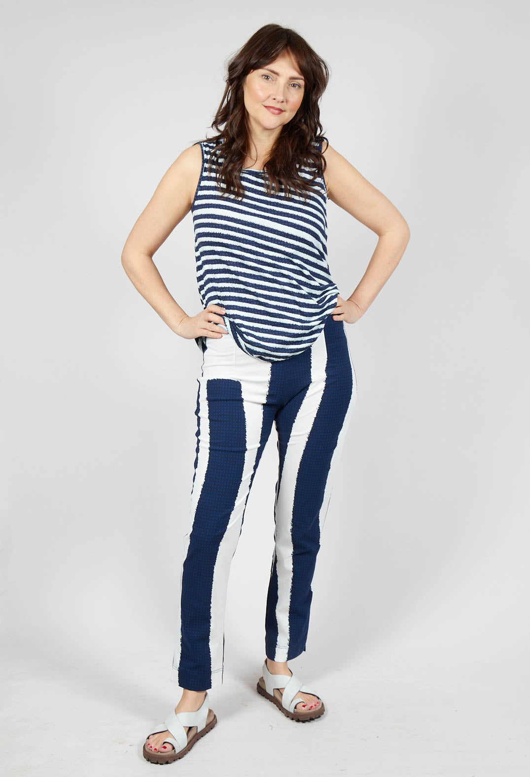 Slim Leg Pull On Trousers in Navy Print